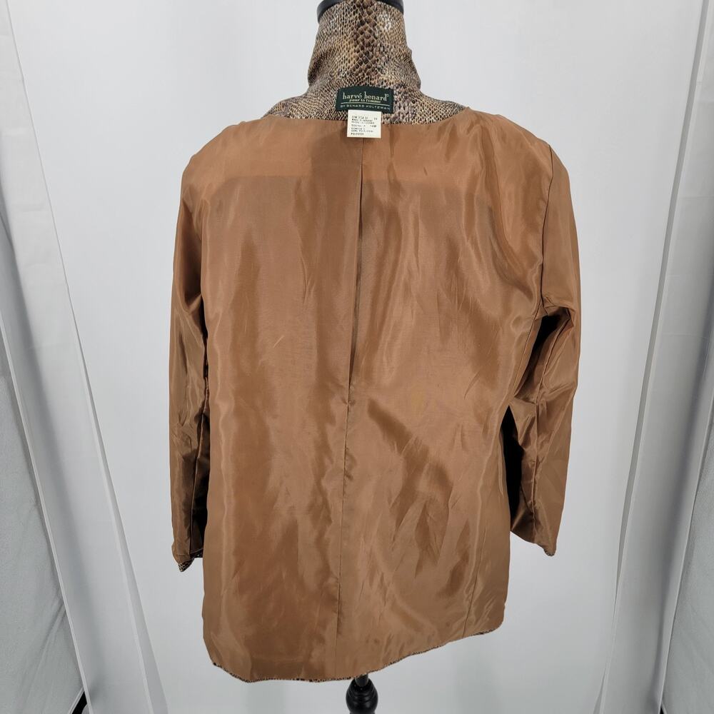 Harve Benard Blazer Womens 14W Faux Snakeskin Brown Black Lined Vintage - Picture 11 of 15